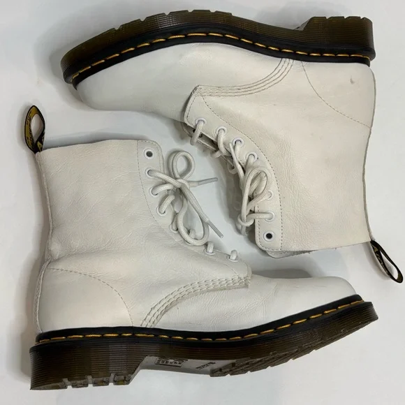 Dr. Martens White Virginia Leather 1460 Pascal Lace Up Combat Boots 8 - Picture 5 of 11